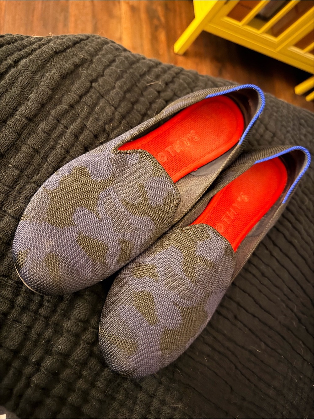 Rothy’s Blue Camouflage Loafers with Red Insole 8.5